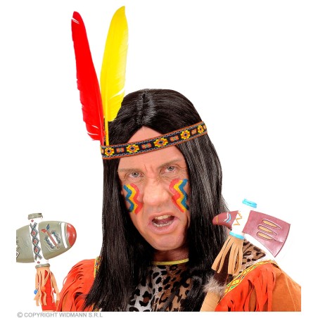 "NATIVE INDIAN HEADBAND WITH 2 FEATHERS" 2 colors ass.