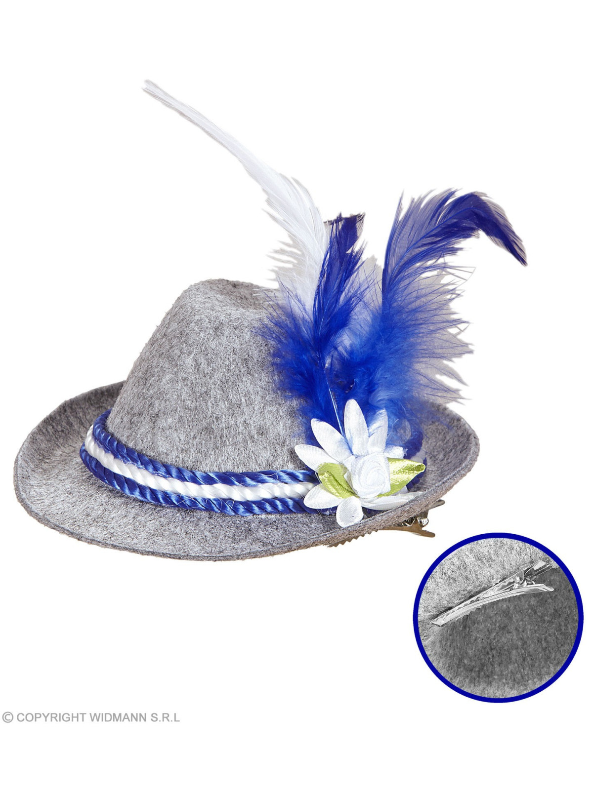 Felt "MINI BAVARIAN FEDORA WITH EDELWEISS & FEATHERS"