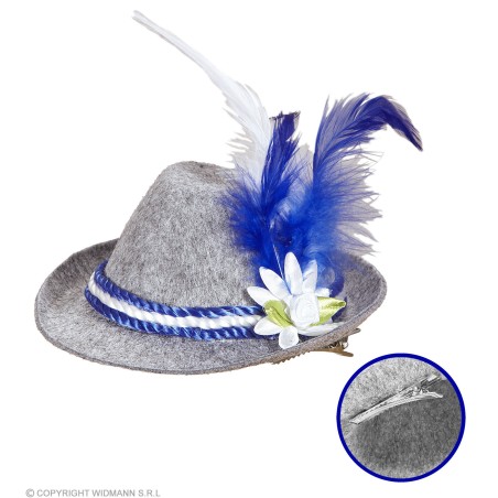 Felt "MINI BAVARIAN FEDORA WITH EDELWEISS & FEATHERS"