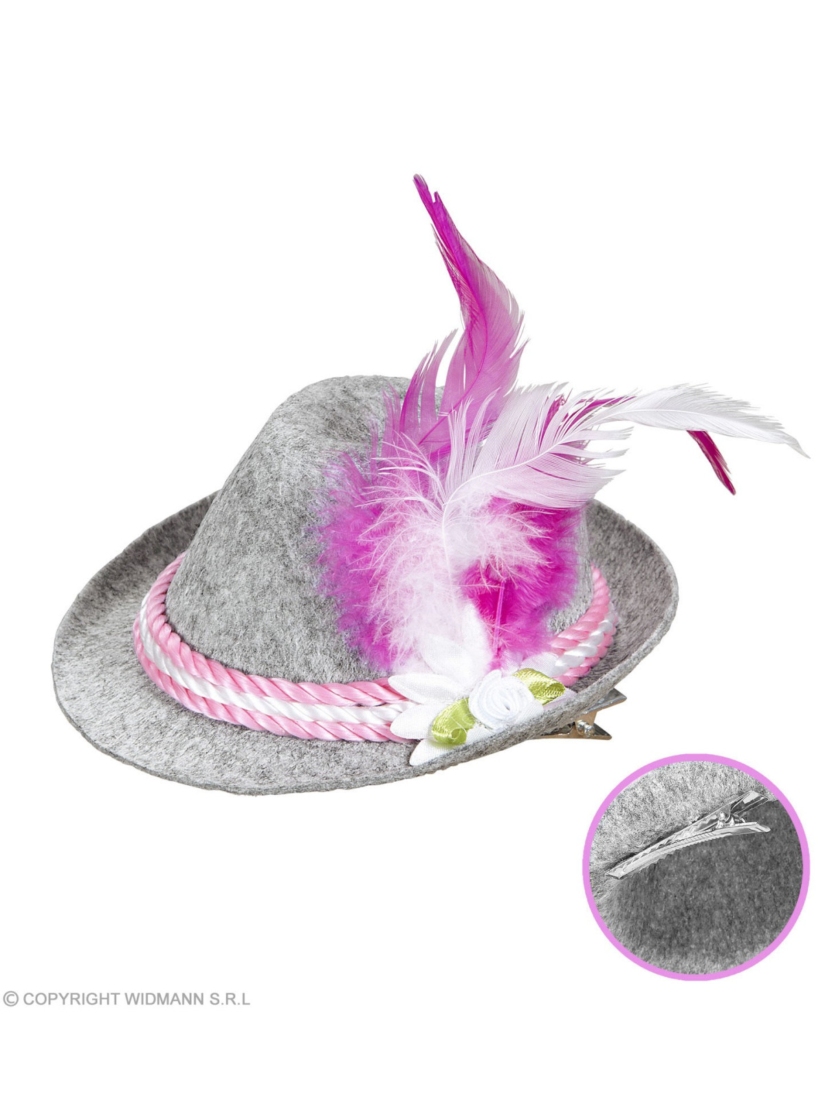 Felt "MINI BAVARIAN FEDORA WITH EDELWEISS & FEATHERS"