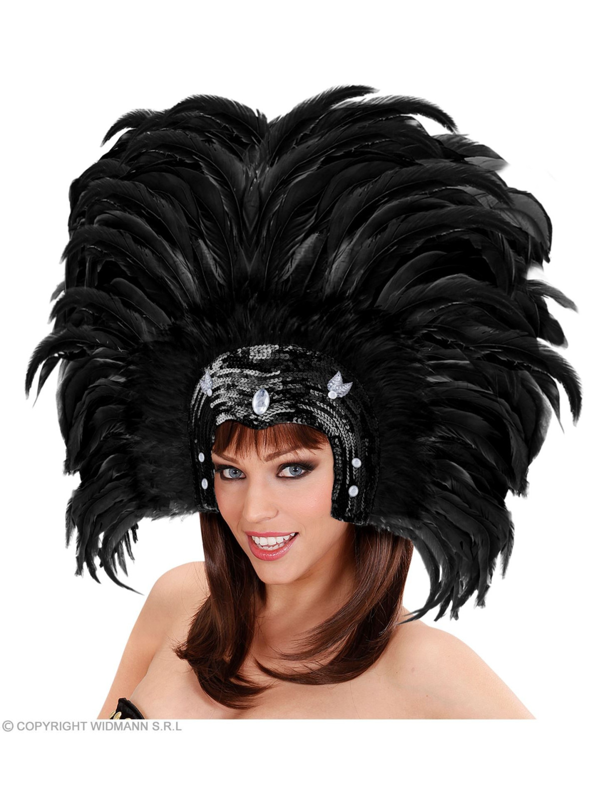 "FEATHERED BRAZIL HEADDRESS" - black