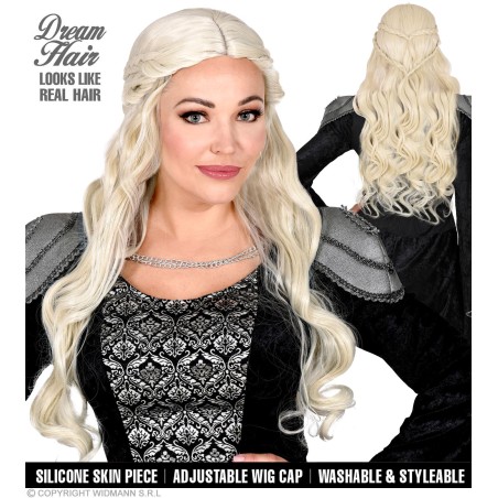 Troonide mängu kaunis blond pikk parukas punutisega