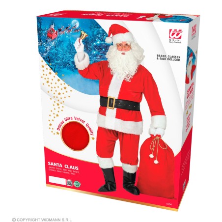 Tumedam punane sametist jõuluvana kostüüm L/XL