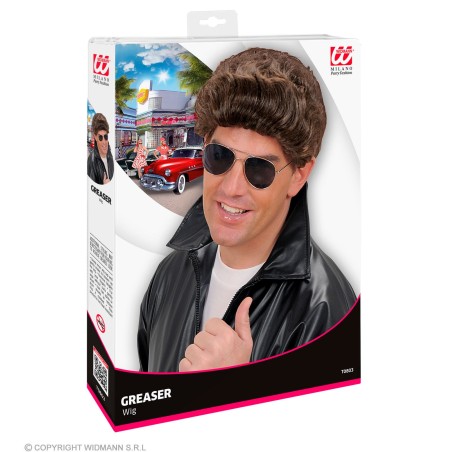 Pruun 50ndate meeste parukas Grease | Maskeraad