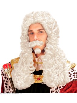 Pikk lokkis valge parukas...