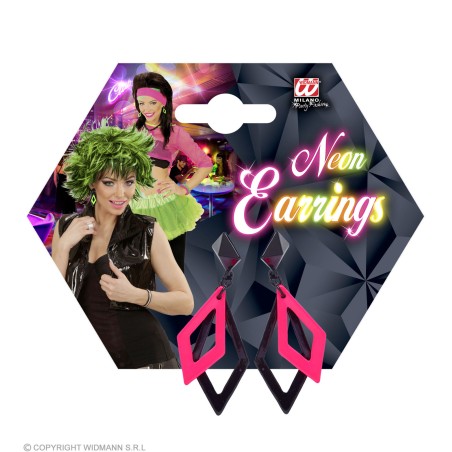 Roosa/musta rippuvate rombidega kõrvarõngad