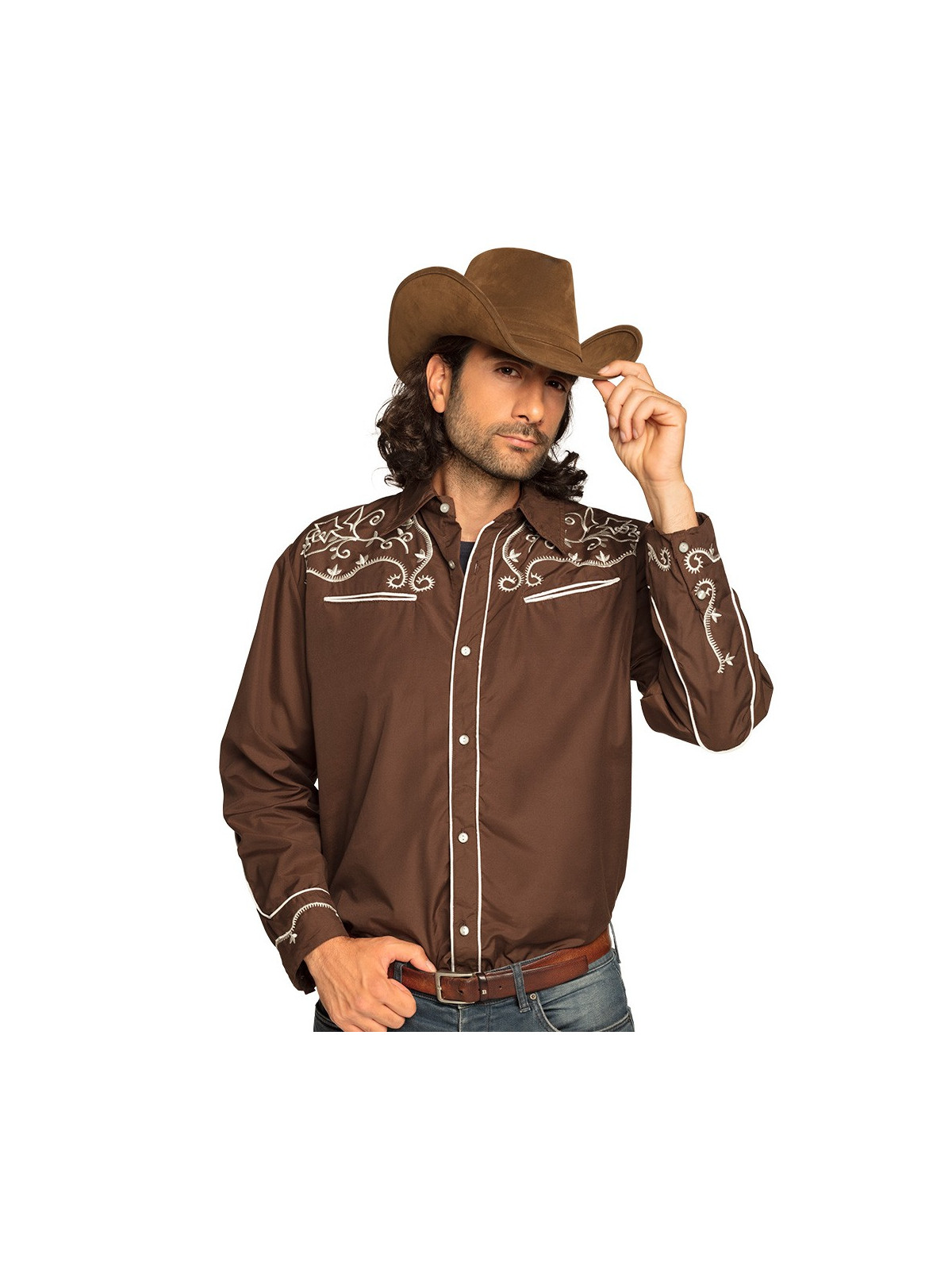 Pruun kauboisärk tikandiga XL