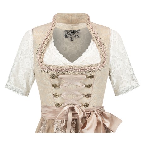 Delux kreemkuldne Baieri kleit kuldse pitspõllega