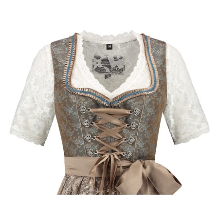 Delux kuninglik kuldne lillemustriga Baieri kleit pitspõllega