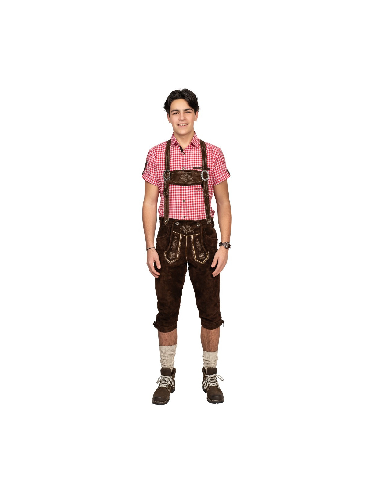 Baieri pruunid nahast põlvpüksid traksidega | Maskeraad