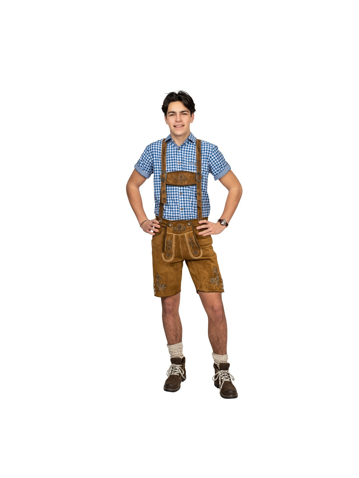 Baieri nahkpüksid sinep traksidega | Maskeraad