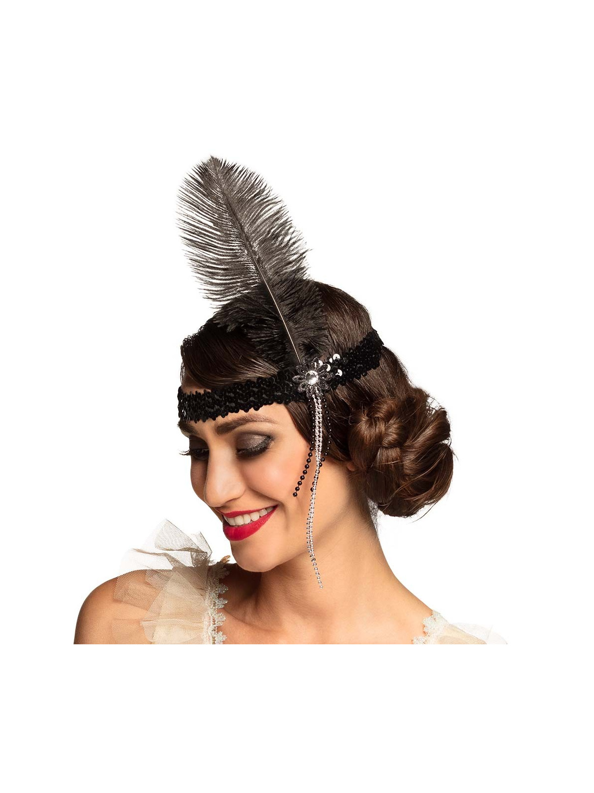 20ndate flapper peaehe must sulgede ja kristallidega