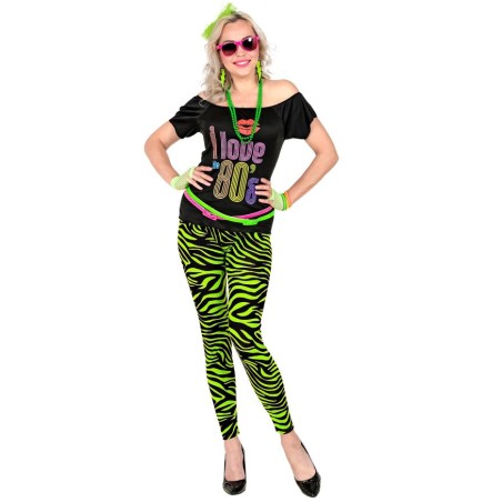 Neoonrohelise ja musta sebramustriga retuusid | Maskeraad