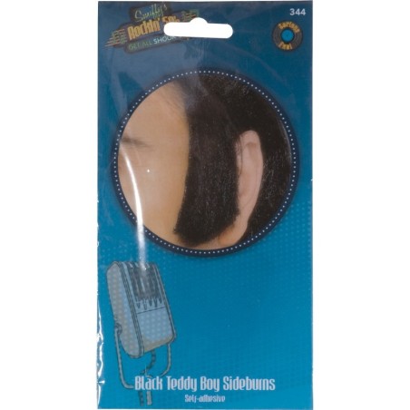 Teddy Boy Sideburns Black Self Adhesive