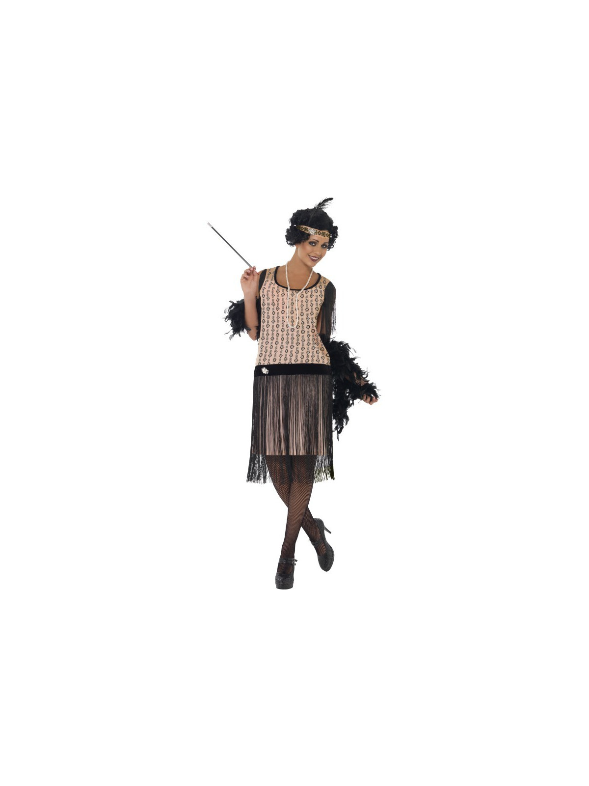 20ndate roosa flapperkleit musta narmaga