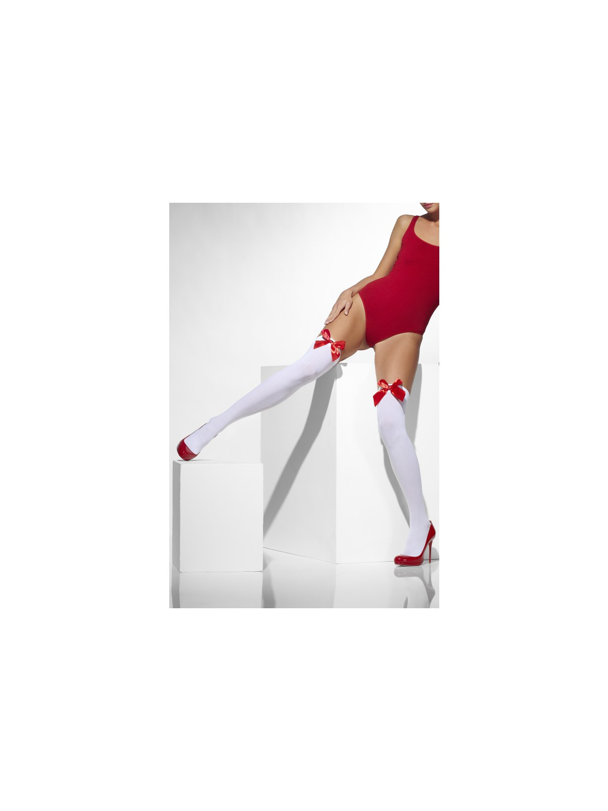 Põlvikud/sukad valged punaste lipsudega