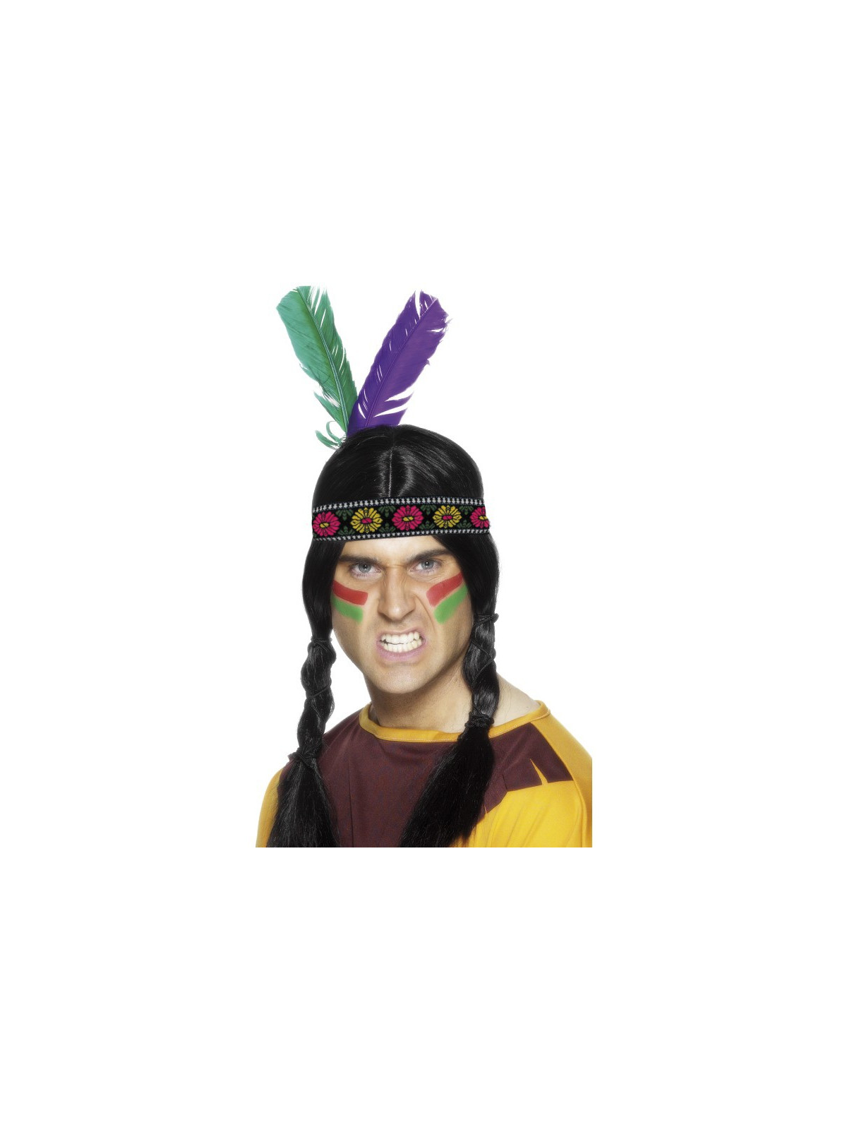 Native American Inspired Feathered Headband, Multi-Coloured