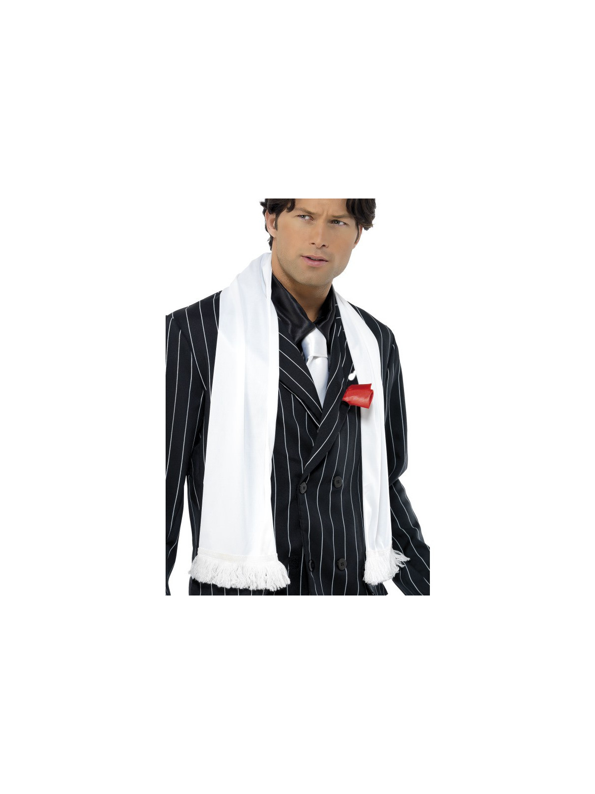 1920S Scarf With Tassels, White