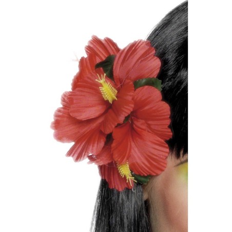 Hawaiian Flower Hair Clip, Red