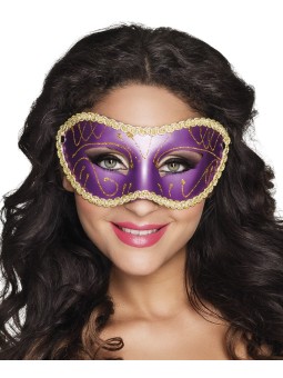 Pidulik lilla mask kuldse kirja ja nöörkaunistusega