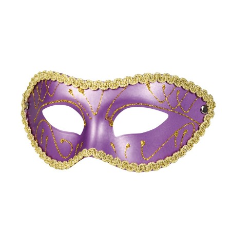 Pidulik lilla mask kuldse kirja ja nöörkaunistusega