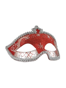 Punane Mask hõbedase kirjaga ja nöörkaunistusega