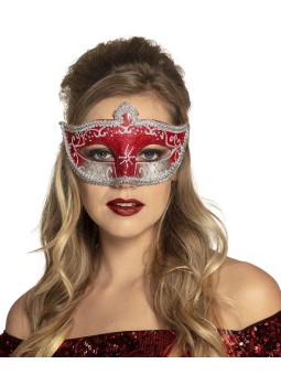 Punane Mask hõbedase kirjaga ja nöörkaunistusega