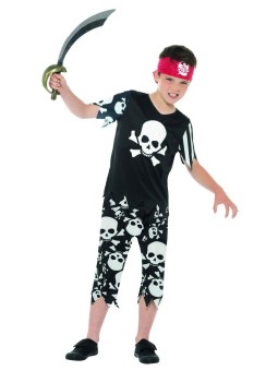 Poiste piraadikostüüm mustvalge pealuuga