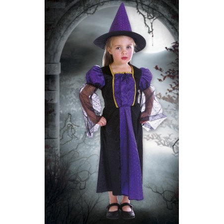 Poolpikk tüdruku nõia kleidike mütsiga 3-4