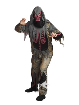 Täiskasvanute punaste ribidega ja maskiga kostüüm L-XL