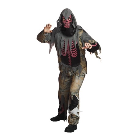 Täiskasvanute punaste ribidega ja maskiga kostüüm L-XL