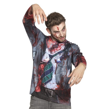 Fototrükiga T-särk Zombi rohelise lipsuga  L