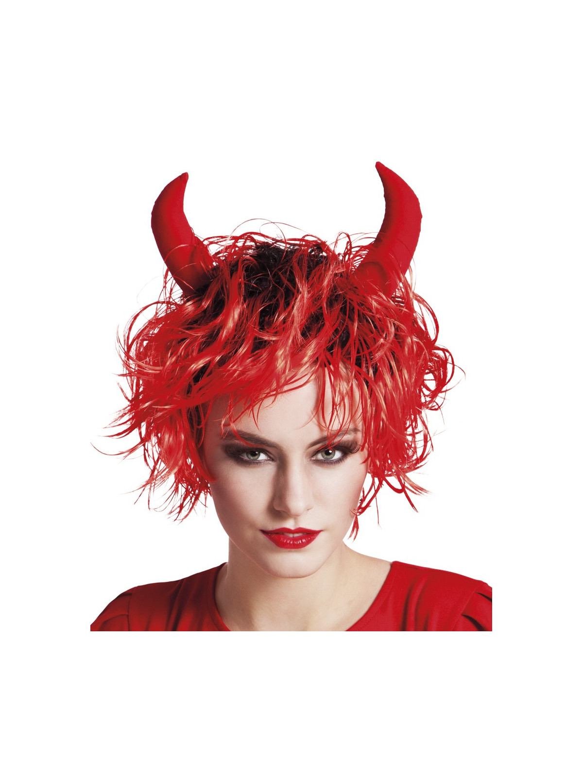 Nõia sassis punane parukas sarvedega