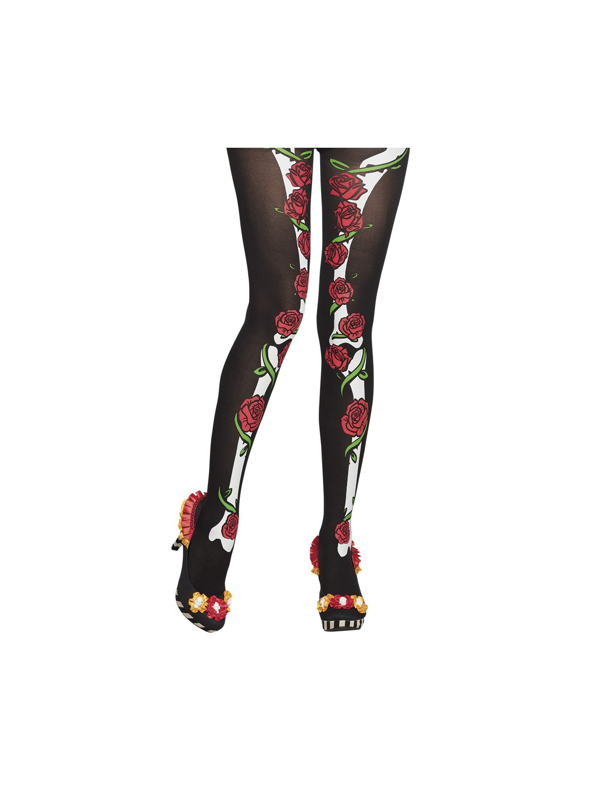 Mustad kontide ja roosidega sukkpüksid