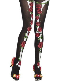 Mustad kontide ja roosidega sukkpüksid