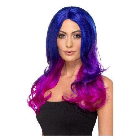 Sinise lilla ombre efektiga pikk parukas