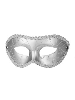 Pidulik hõbedane mask hõbedase kirja ja nöörkaunistusega