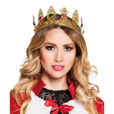 Metallist kuldse pitsiga ja kividega kroon