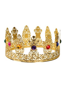 Metallist kuldse pitsiga ja kividega kroon