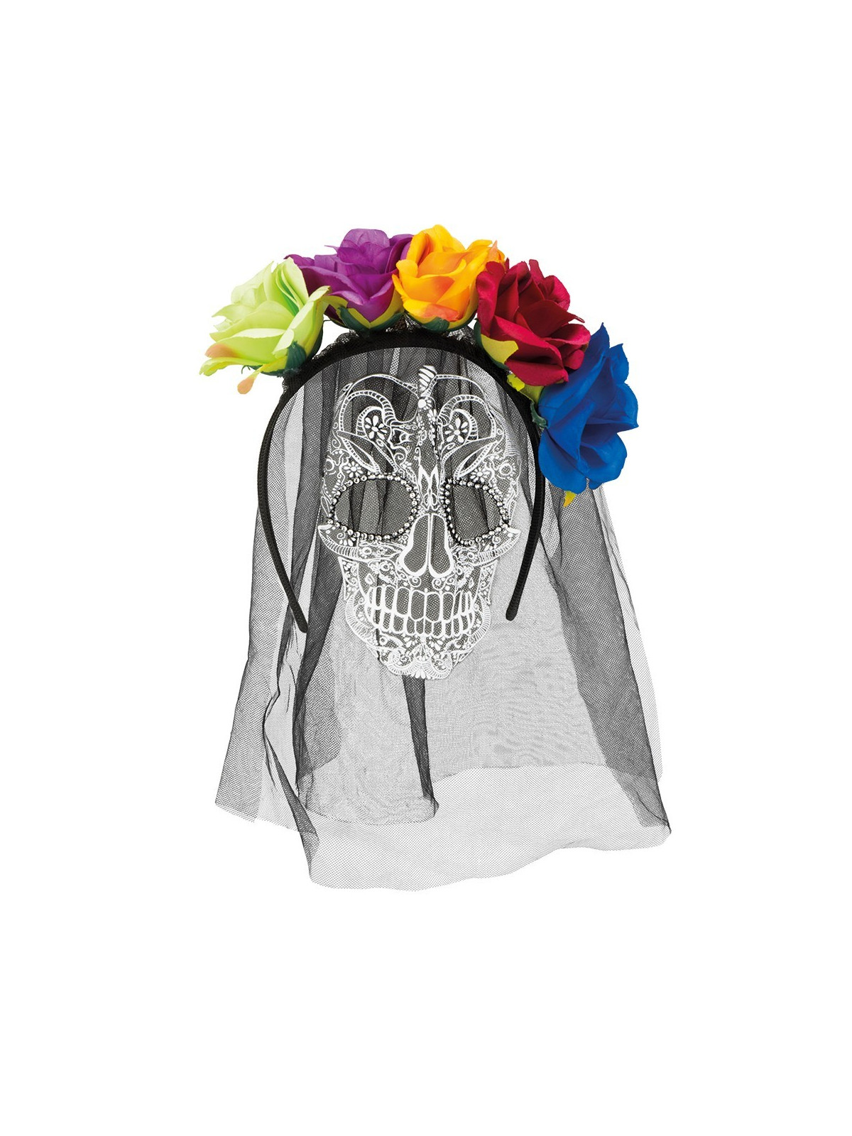 Värviliste lilledega must loor peavõrul