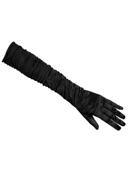 Mustad pikad kortsutatud külgedega kindad