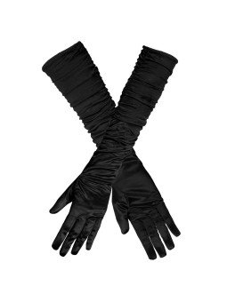 Mustad pikad kortsutatud külgedega kindad