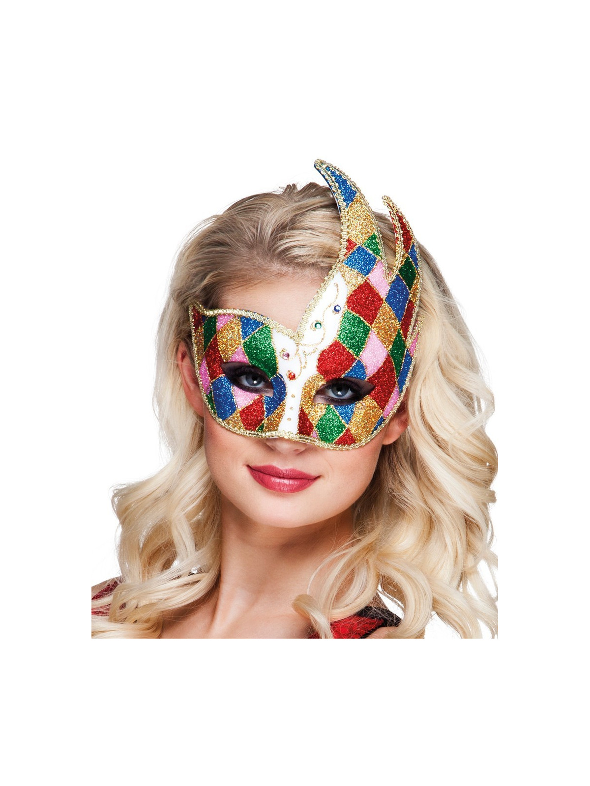 Veneetsia karnevali sädelev harlekiini ruuduline mask