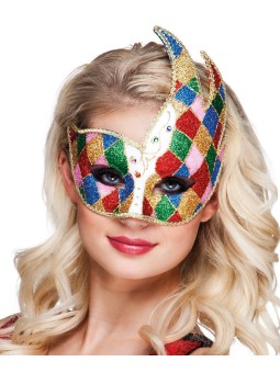 Veneetsia karnevali sädelev harlekiini ruuduline mask