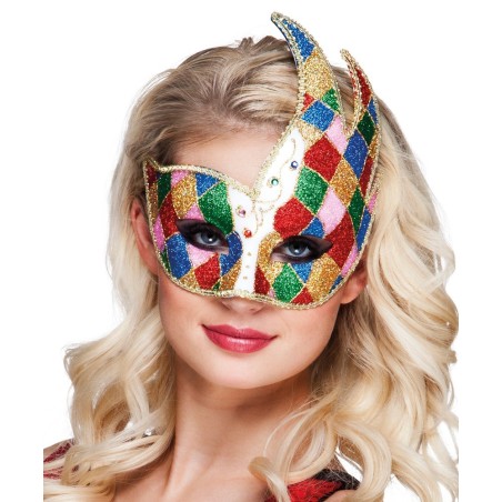 Veneetsia karnevali sädelev harlekiini ruuduline mask