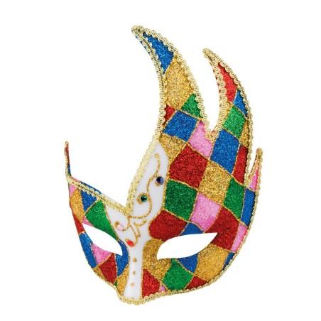 Veneetsia karnevali sädelev harlekiini ruuduline mask