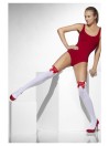 Opaque Hold-Ups White with Red Bows and Cross Applique