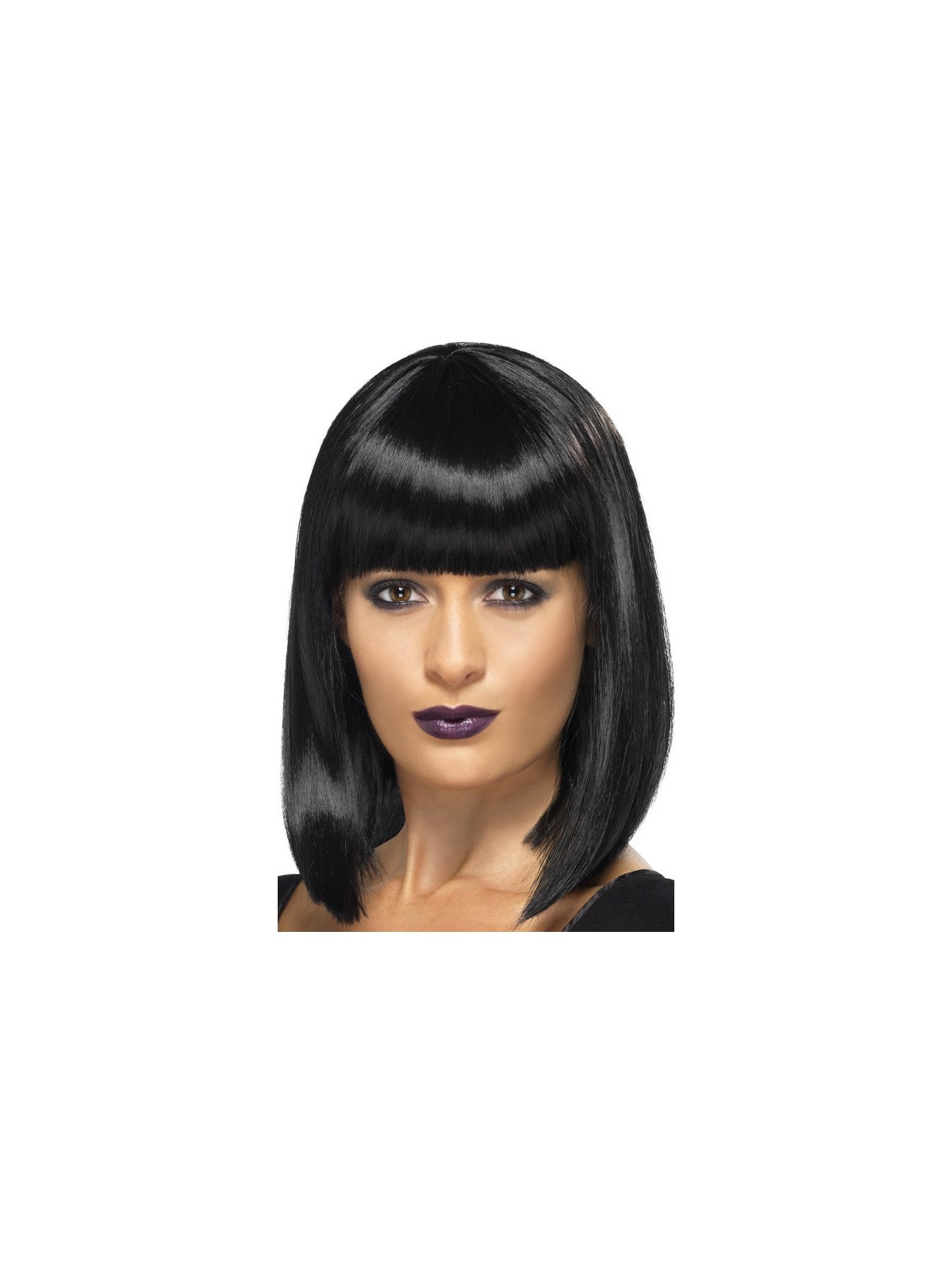 Must tukaga poolpikk sirge parukas