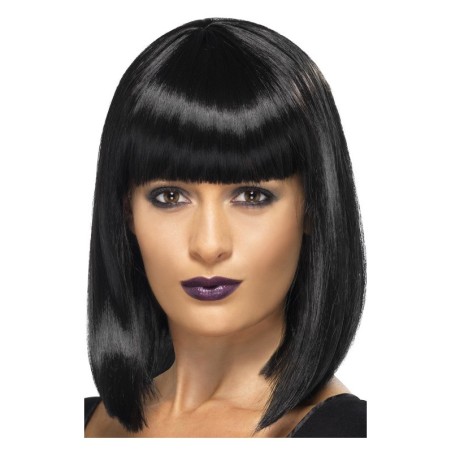 Must tukaga poolpikk sirge parukas