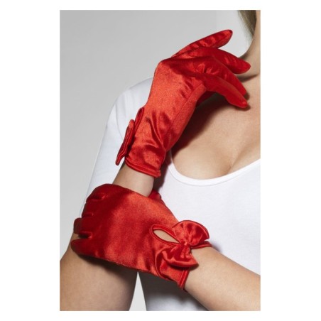 Punased lühikesed lipsuga kindad